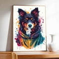 thumbnail image 4 of Hudo Wall Art - Funny Dog Canvas Poster for Kids' Room - Miniature American Shepherd Dog colorful art print, Canvas Painting Puppy Artwork, Watercolor Artwork Print For Bedroom, 4 of 5