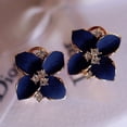 thumbnail image 2 of BRIGHTFUFU Un par de aretes Pendientes elegantes en forma de camelia Joyería de aleación con patrón floral de moda para mujeres y niñas (azul), 2 of 7