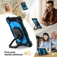 thumbnail image 5 of SaniMore Case for Samsung Galaxy Tab A7 Lite 8.7 inch 2021 Model (SM-T220/T225), Shockproof Shoulder Strap 360° Rotating Handle Bracket Pencil Holder Tri-layer Hybird Anti-drop Kids Shell, Black+Blue, 5 of 9