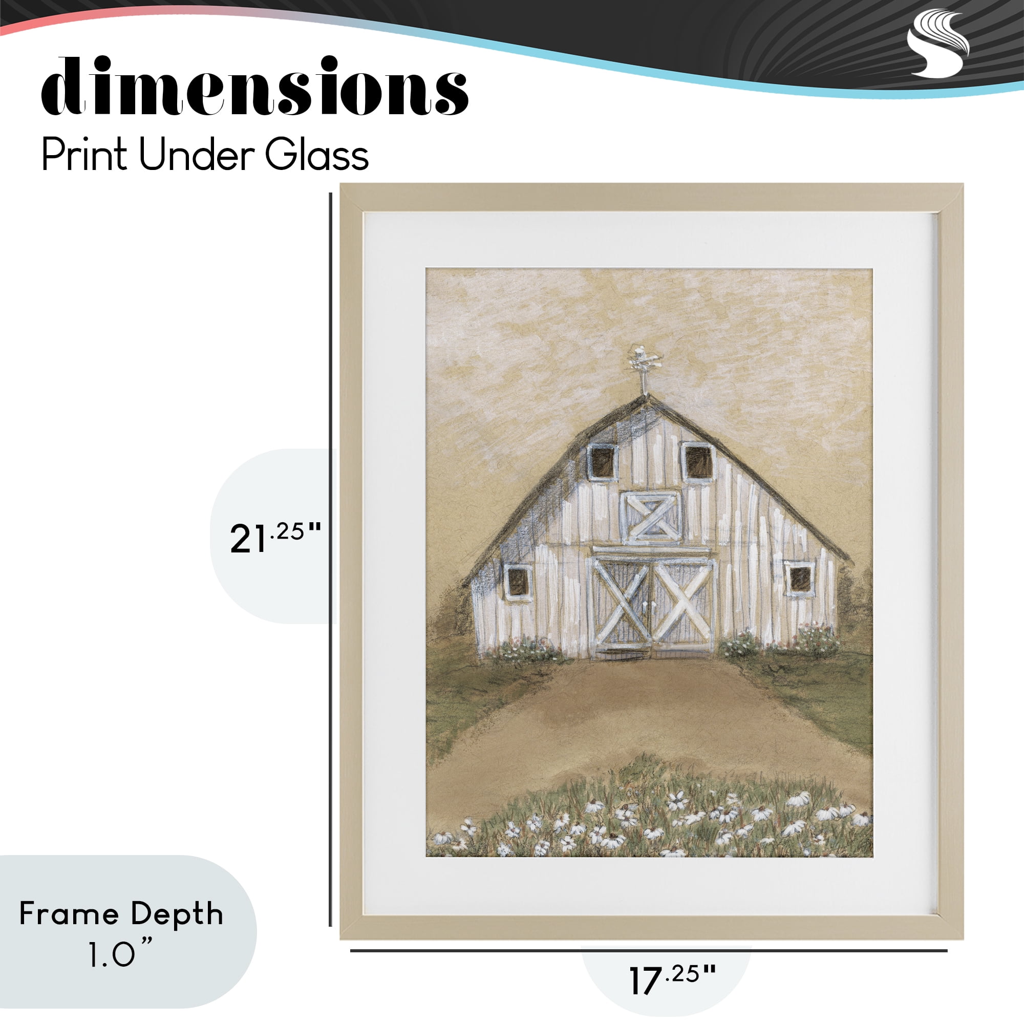 Stupell Industries Barn Lane Flowers Drawing Birch Framed Print Under Glass, design by Patti Bishop