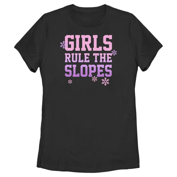 Women's Lost Gods Girls Rule the Slopes  Graphic Tee Black Small