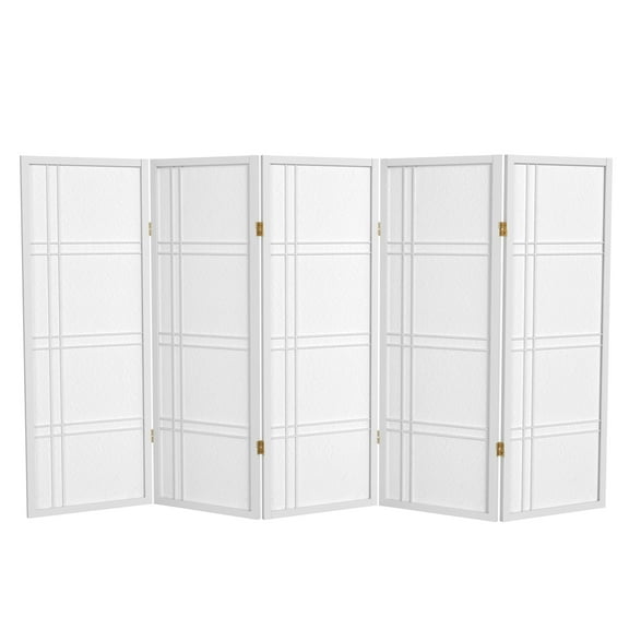 4 ft. Tall Japanese Design Double Cross Lattice Screen - White - 6 Panels