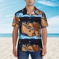 thumbnail image 2 of Bingfone Men's Short Sleeve Button Down Shirts Hawaiian Ocean Scene with Noah's Ark Printed Beach Shirt, 2 of 7