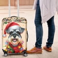 thumbnail image 4 of Merry Christmas Santa Schnauzer Scarf Twinkling Lights Xmas Holiday Travel Luggage Cover Miniature Schnauzer Dog Lover Suitcase Dust Protective Decor - 00022, 4 of 5
