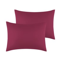 Unique Bargains Solid Color Envelope Closure Pillowcase (2 Count) Wine Red Queen
