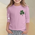 thumbnail image 2 of Girls St Patricks Day Print Three Quarter Sleeve Top For Kids Holiday Festive Party Wear Irish Green Pullover Hoodie 3-14Y, 2 of 4