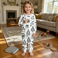 thumbnail image 5 of REDARER Girls Holiday Pajamas, Doodle Print Two-Piece Set, Soft Long Sleeve Christmas Sleepwear,Size:9-10 Years, 5 of 8