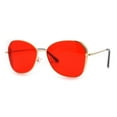 thumbnail image 3 of Womens Pop Color Lens Classic Metal Rim Butterfly Sunglasses Gold Red, 3 of 4