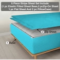thumbnail image 2 of 6 Piece Sheet has Zipper Sheet Set, Twin XL Size 10 Inch Deep Pocket, 800 TC, Stripe Turquoise Blue Color., 2 of 9
