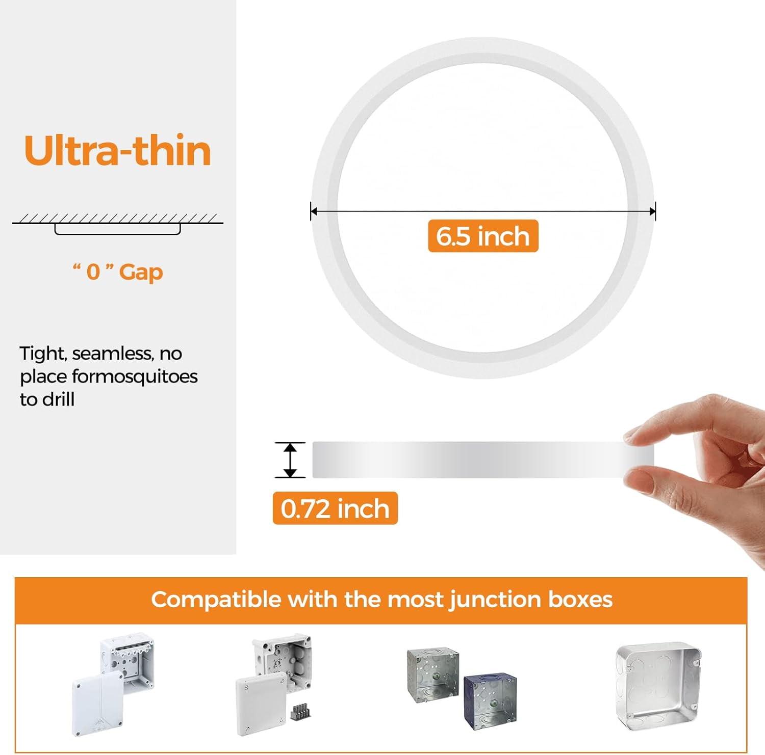 RGHJAR-2PACK LED Flush Mount Ceiling Light, Dimmable & 100W Equivalent Super Slim LED Ceiling Light, 3000K-6500K Selectable, 12W 1500Lm Round Light Fixture for Bedroom, Bathroom, Closet, Hallway