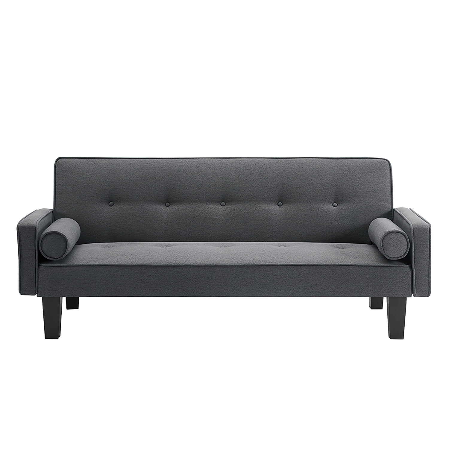 Kadyn Convertible Sofa Bed for Small Apartment Living Room, Modern Linen Fabric Futon Sofa Bed with 2 Pillows, 2-Seat Sofa Couch with Adjustable Backrest, Gray Kadyn Convertible Sofa Bed for Small Apartment Living Room, Modern Linen Fabric Futon Sofa Bed with 2 Pillows, 2-Seat Sofa Couch with Adjustable Backrest, Gray