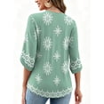 thumbnail image 5 of VDJ Women Fall Blouses Henley V Neck 3/4 Sleeve Loose Casual Tops Summer Boho Tops Lightweight Flowy Green Tee Shirts Size XXL, 5 of 5