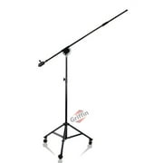 Griffin Professional Studio Microphone Boom Stand with Casters Extended Height Recording Mic Holder Tripod on Wheels Tall Telescoping Arm Mount & Retractable Legs for Vocals, Choir, Overhead Drums