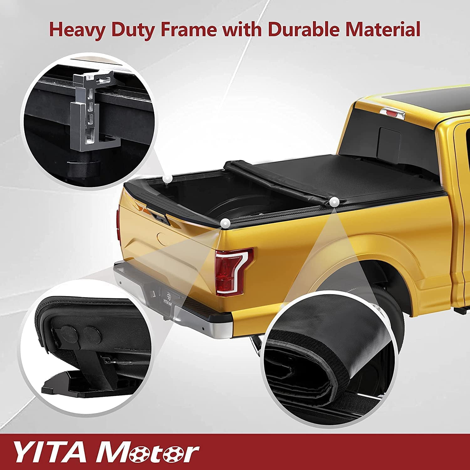 RVNI 5 ft Bed Soft Roll up Truck Bed Tonneau Cover compatible with 2005-2025 Nissan Frontier Truck Top with Lamp