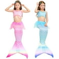 thumbnail image 4 of ibiyuan Kid Tail 3pcs Sparkly Girls Tankini Swimsuits Size 12 Bathing Suits Bikini Top Tankini with Shorts Fish Tail Set Swimwear,5-6 Years, 4 of 4