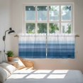 thumbnail image 4 of Haze Blue White Ombre Tier Curtains, Vintage Gradient Striped Aesthetics Light Filtering Kitchen Curtains, 2Pcs Rod Pocket Half Window Treatments Panels for Sink Cafe Cabinet Camper 27.5x24 Inches, 4 of 9