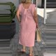 thumbnail image 5 of Vestido de Verano para las Mujeres sin Mangas Cuello en V con Mangas Voladoras, Color Sólido Y Vestido Sexy Fluido para las Mujeres, 5 of 6