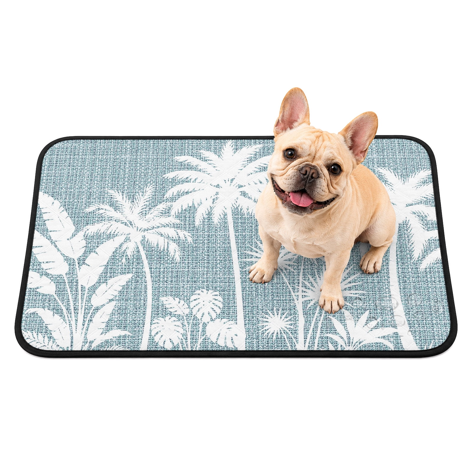 Washable Pee Pads for Dogs Grey Blue Palm Trees Non-Slip & Leak-Proof Potty Pads for Dogs Reusable Pee Pad for Crates Floors Waterproof Puppy Training Pad 36 x24 Tropical Retro Summer Botanical