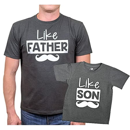 

Like Father Like Son Daddy and Me Matching Fathers Day Shirts (18M Gray)