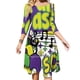 thumbnail image 1 of Vestido acampanado de carnaval Vestido de cuello cuadrado Vestido elegante de moda femenina Vestido estampado Mardi Mardi Gras Carnaval de Tulane Bota Pizza Fat, 1 of 6