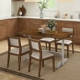 thumbnail image 6 of Costway 55” Dining Table for 4-6 People, Rectangular Kitchen Table with Wood Trestle Base Walnut + White, 6 of 10