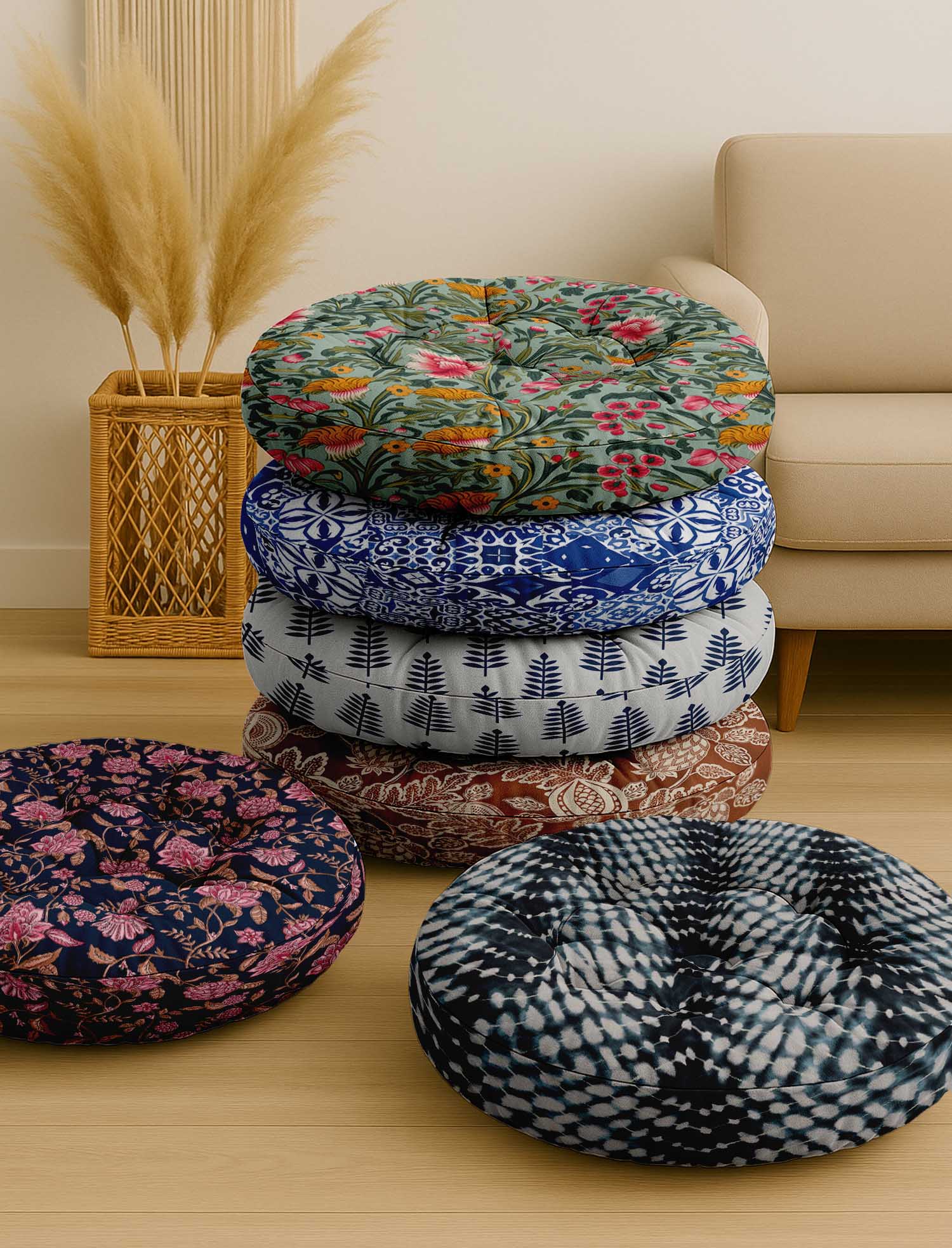 Coussin De Méditation Rond 55 Cm Vargottam - Housse Coton, Mousse Mémoire De Forme, Pour Yoga, Relaxation Et Déco Salon - 3