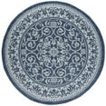 thumbnail image 3 of 6ft Round Water Resistant, Indoor Outdoor Rugs for Patios, Front Door Entry, Entryway, Deck, Porch, Balcony | Outside Area Rug for Patio | Navy, Floral | Size: 5'3'' Round, 3 of 5