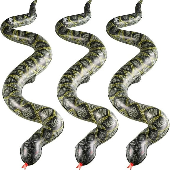 Rykon Inflatable Snakes for Pool, Pack of 3, 39-Inch Blow Up Fake Snake Toys, Pool Party, Backyard & Garden Decorations, Repels Ducks, Frogs & Birds, Jungle Safari Outdoor Décor