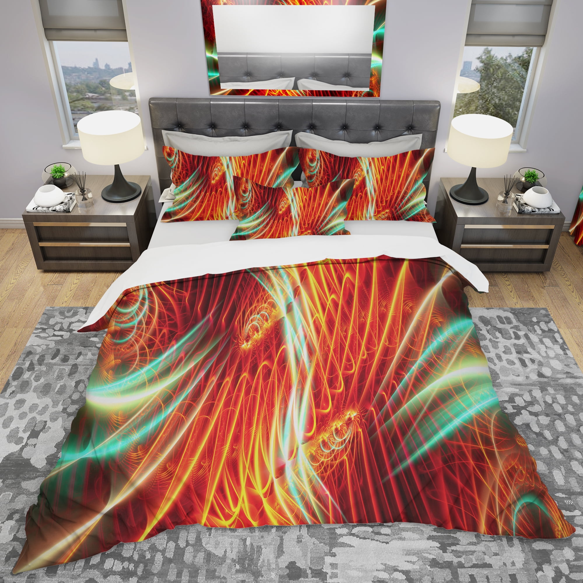 Designart 'Light Show Abstract' Modern & Contemporary Duvet Cover Set