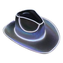 Halloween Costume Space Cowgirl Hat Glow in The Dark LED Cowboy Hat Shutter Shades Light up Glasses for Women Men Birthday Party Supplies, Assorted Colors 13x15 Inch