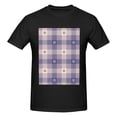 thumbnail image 4 of Bingfone Purple Floral Gingham Check Plaid Men'S Loose Fit Short-Sleeve Pocket T-Shirt, 4 of 7
