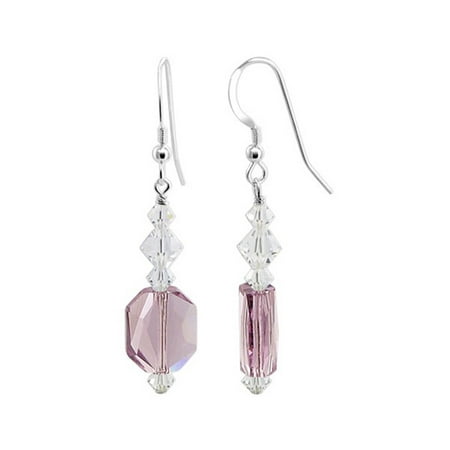 Bicone Crystal Earrings Gem Avenue Bicone Shape 925 Sterling Silver Multifaceted Green Crystal Drop Earrings ()