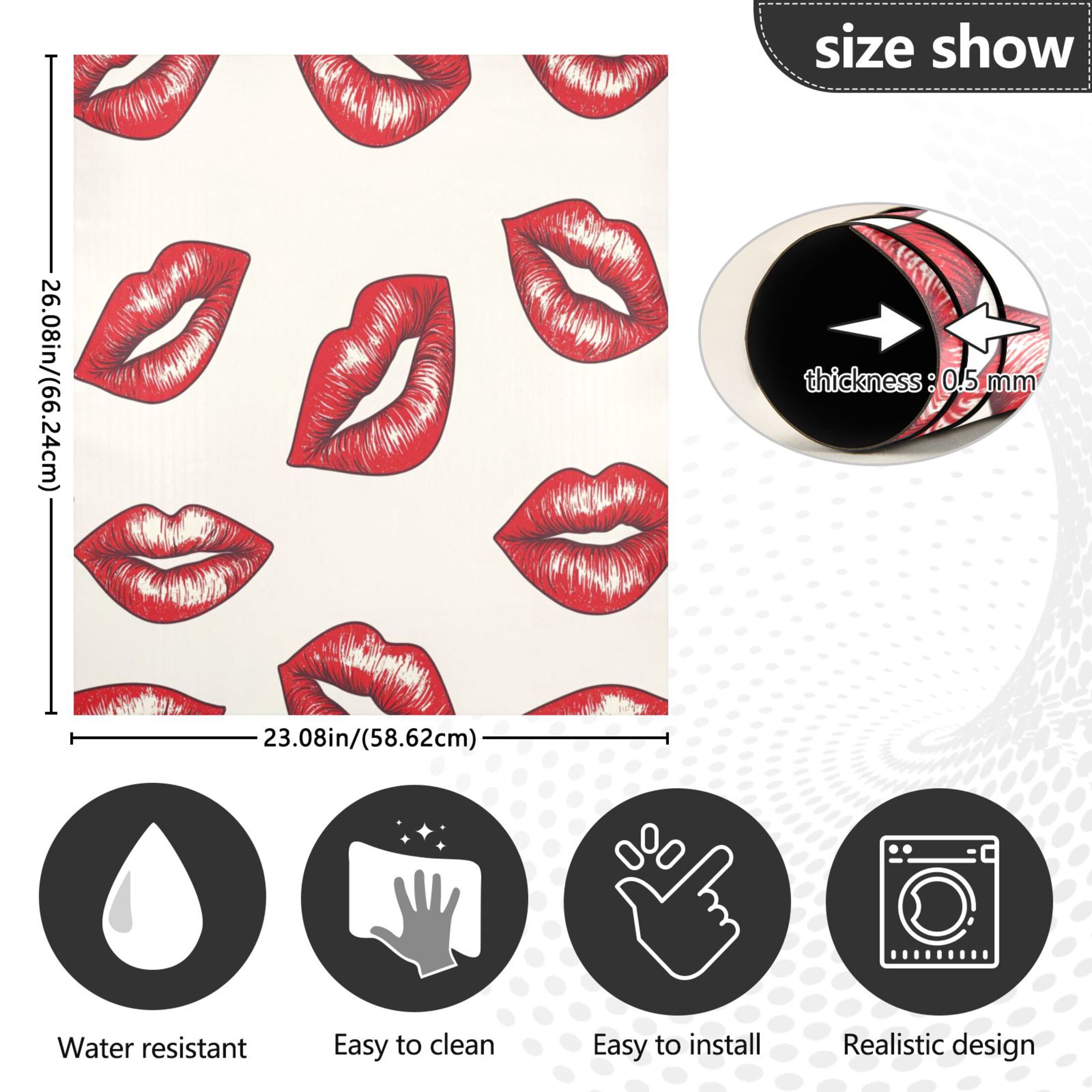 Dishwasher Magnetic Sticker 23x26 Inch Refrigerator Magnetic Sticker Washing Machine Magnetic Sticker Kitchen Panel Magnetic Sticker Home Decor Cartoon Red Lips