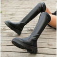 thumbnail image 6 of Black Thigh High Boots For Women Platform Slouch Over The Knee High Boots Lug Sole Low Chunky Heel Curve-friendly, 6 of 15
