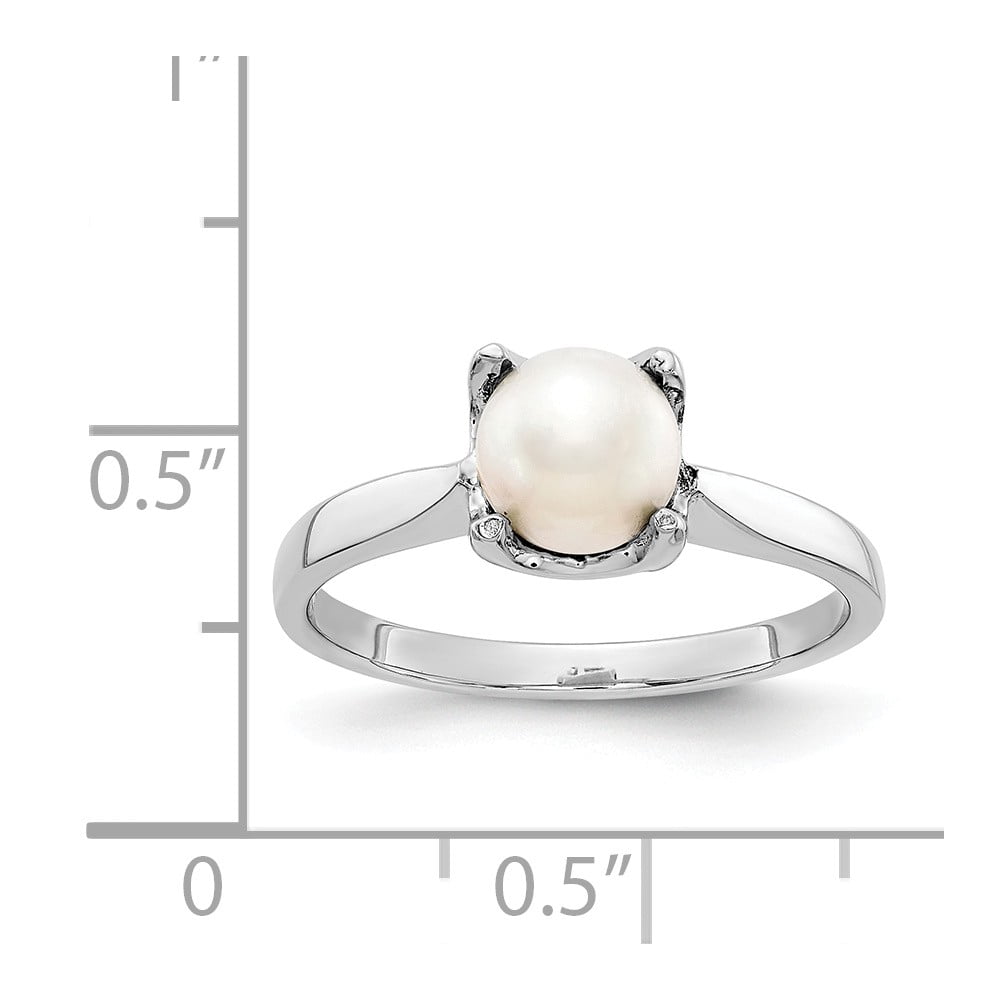 6 mm Freshwater Pearl Ring in White Gold KLENOTA