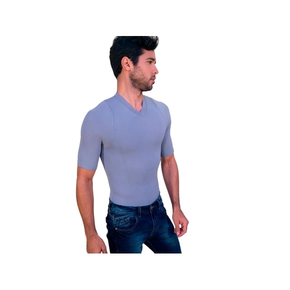 Camiseta Seamless Cuello V Con Mangas gris G I Love Shape 4005