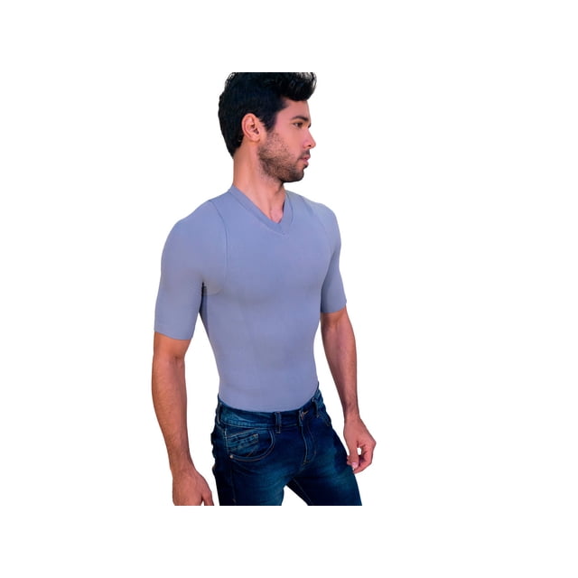 Camiseta Seamless Cuello V Con Mangas gris XG I Love Shape 4005