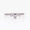 thumbnail image 2 of Anillo de muestra de pétalo brillante con diamantes bañado en plata, anillo de lujo con forma de copo de nieve y flores, regalo sorpresa, 2 of 5