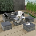 thumbnail image 2 of HighSound Patio Furniture, Outdoor Furniture, Seasonal PE Wicker Furniture,5 Set Wicker Furniture With Plywood Coffee Table,with lift TOP Coffee Table,with Lounger Sofa, 2 of 6