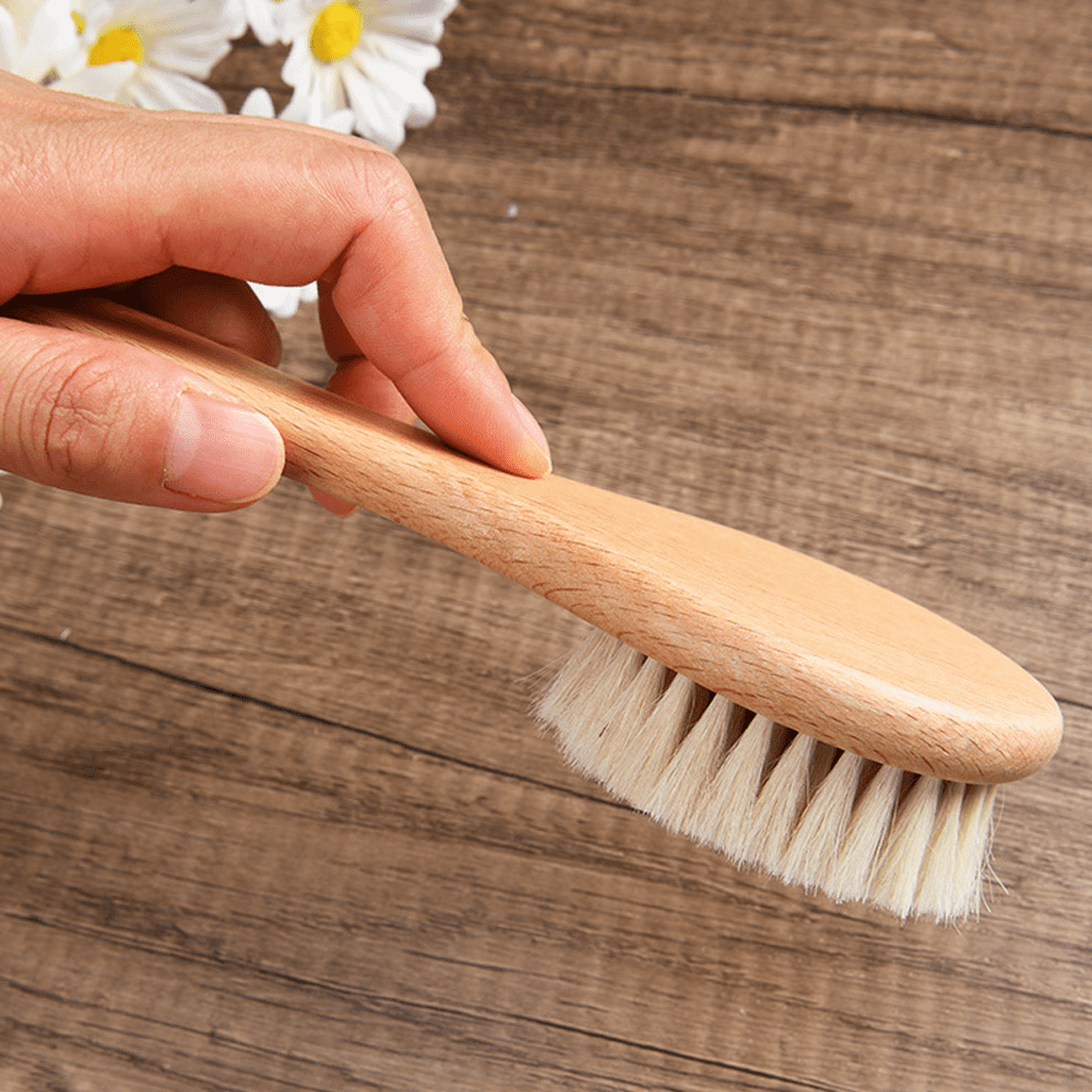 Natural Wooden Hair Brush - Soft Bristles for Newborns & Infants | Cradle Cap Care & Scalp Massag
