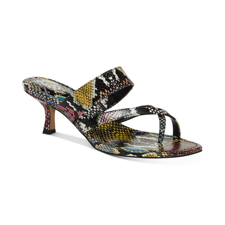 Vince Camuto Moentha Kitten Heel Slip on Slide Dress Sandals Multi