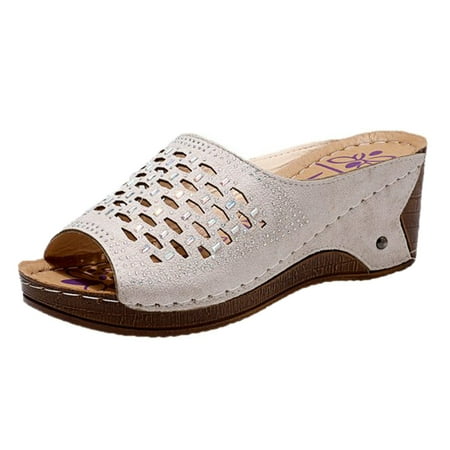 

knqrhpse slippers for women Ladies Hollow Out Platforms Wedges Slides Shoes womens slippers house slippers for women
