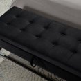 thumbnail image 4 of GZXS Modern Button Tufted Upholstered Storage Bench, Velvet Bedroom Ottoman, Entrway Shoe Bench with Metal Base, 58.6"L x 21.2"W x 18.5"H, Black, 4 of 9