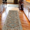 thumbnail image 2 of Tribal Decorative Rug, Abstract Geometric Motif of Striped Zigzag Shapes and Squares Ethnic Art, Quality Carpet for Bedroom Dorm and Living Room, 6 Sizes, Amber Beige Seafoam, by Ambesonne, 2 of 2