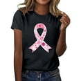 thumbnail image 1 of Women's Casual Round Neck Short Sleeve T-Shirt Featuring Cancer Awareness Ribbon Print for Everyday Comfort and Support, 1 of 5