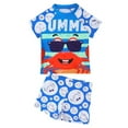 thumbnail image 1 of Sunnyoo Little Boys 2PCS Swimsuits Cartoon Crab Print Short Sleeve Rash Guard Shorts Bathing Suit, 1 of 8