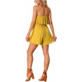 thumbnail image 3 of INSPIRAR CHIC Mono Sin Mangas con Volantes para Mujeres, Sin Hombros, Cintura Elástica, Color Mostaza, Talla S, 3 of 5