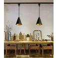 thumbnail image 5 of KAYYELAMP Black Metal Cone Shade Inner Gold Track Lighting J-Type 11.8 Inches Woven Black Cord Vintage Track Lamp for Kitchen Dining Table Loft(No Bulb, Track), 5 of 6