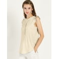 thumbnail image 4 of Blusa Elegante Sin Mangas Vintage Allegra K de la Década de 1950 con Volantes Beige XL, 4 of 6