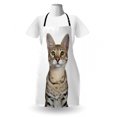 thumbnail image 3 of Kitty Apron, Head Shot of a Cool Young Cat Facing Front, Unisex Kitchen Bib with Adjustable Neck for Cooking Gardening, Adult Size, Dark Sand Brown White, by Ambesonne, 3 of 4